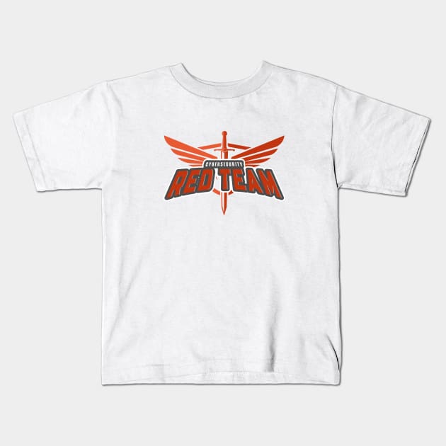 Cybersecurity Sword Wings Red Team Gamification Logo Kids T-Shirt by FSEstyle